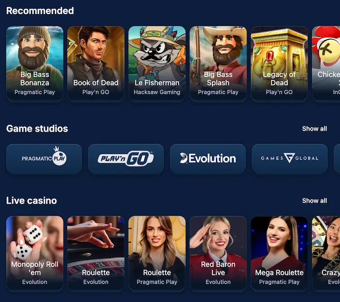 WinnerIsland Casino Canada Home games